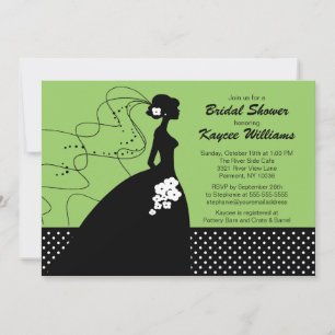 Green Silhouette Bride Bridal Shower Invite