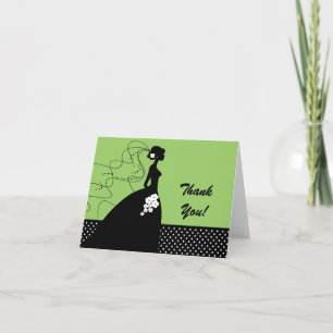 Green Silhouette Bride Thank You Note Card