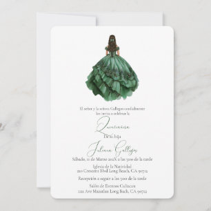 Green silhouette Quinceañera invitation