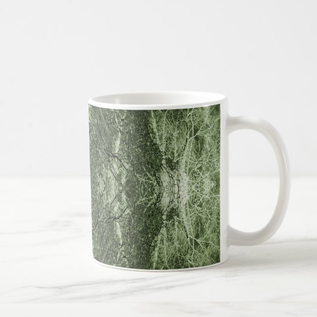 Green silhouetted tree pattern coffee mug (Right)