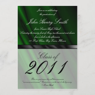 Green Silk 2 Graduation Invitation/Announcement Invitation