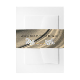 Green Silk & Ivory Pearls Belly Band Invitation Belly Band