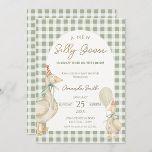 Green Silly Goose Baby shower Invitation