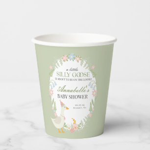 Green Silly Goose Floral Gingham Baby Shower Favou Paper Cups