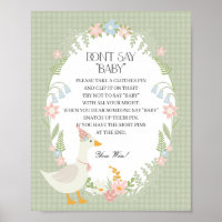 Green Silly Goose Floral Gingham Dont Say Baby
