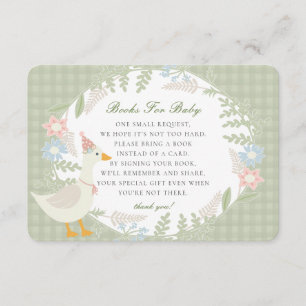 Green Silly Goose Gingham Floral Books for Baby Enclosure Card
