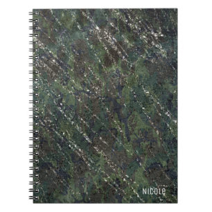 Green & Silver Army Camo Sparkle Elegant Glam Notebook