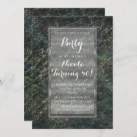 Green & Silver Army Camo Sparkle Party Invitations