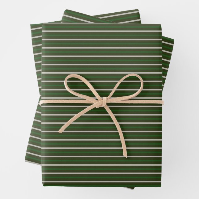 Green & Silver Christmas Wrapping Paper Sheet (In situ)