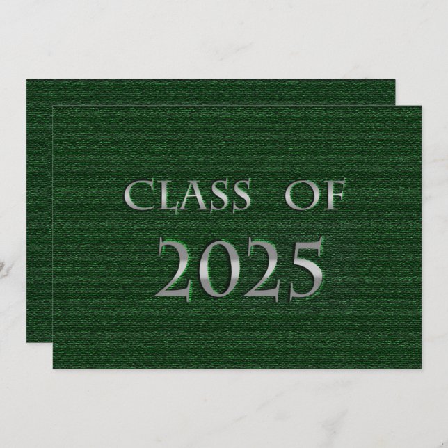 Green & Silver Class of 2025 Graduation Party Invitation (Front/Back)