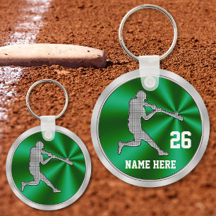 Green, Silver Colour Personalised Baseball Keychai Key Ring