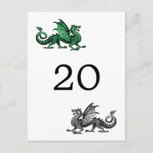 Green Silver Dragon Table Number Postcard