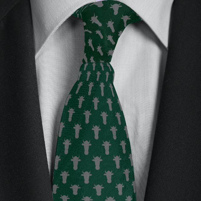 Green & Silver Farmer Rancher Cow Head Tie (Creator Uploaded)