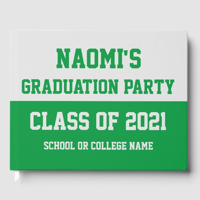 Green & Silver Graduation Party Class of 2024 Guest Book (Front)