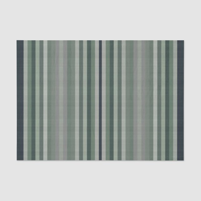 Green Silver Grey Stripes Tissue Paper (Front)