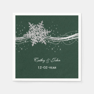 green Silver personalised wedding napkin