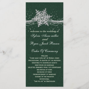 green Silver Snowflakes wedding programs length Programme