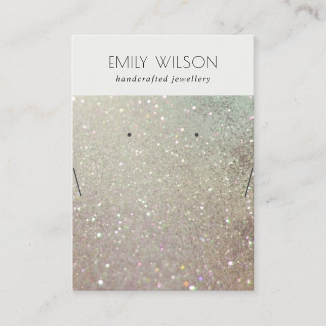 Green Silver Sparkle Earring Necklace Display Business Card (Front)