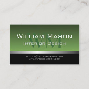 Green & Silver Stripe Professional Business Card