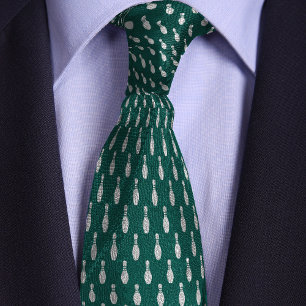 Green Simple Bowling Pin Design Tie