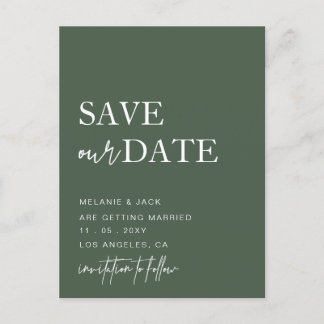 Green Simple Calligraphy Save The Date Announcement Postcard