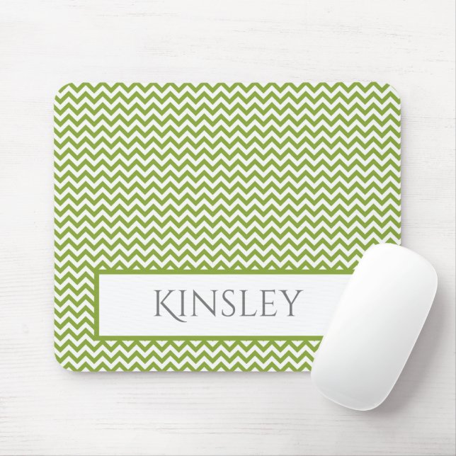 Green Simple Chevron Personalised Mouse Pad (With Mouse)