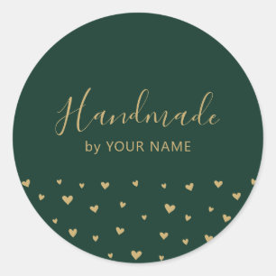 Green Simple Cute Hearts Handmade package sticker