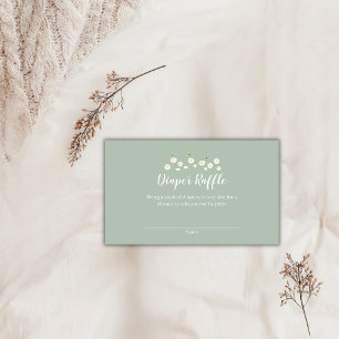 Green Simple Daisy Baby Shower Diaper Raffle Enclosure Card