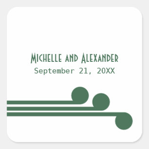 Green Simple Deco Chic Wedding Stickers