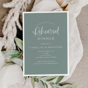 Green Simple Elegant Calligraphy Rehearsal Dinner Invitation