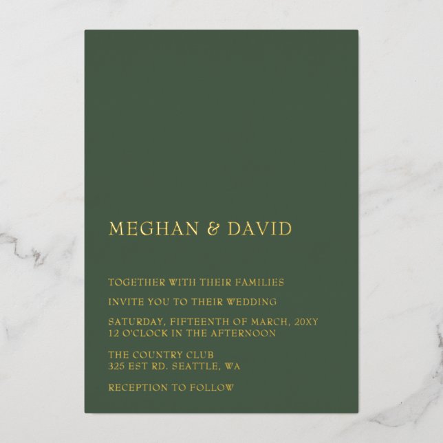 Green Simple Elegant Modern Wedding  (Front)