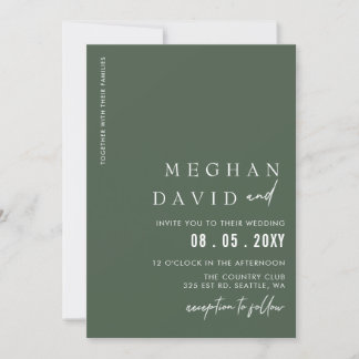 Green Simple Elegant Modern Wedding Invitation