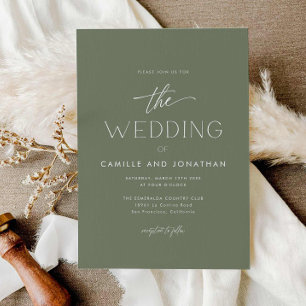 Green Simple Elegant Photo Wedding Invitation