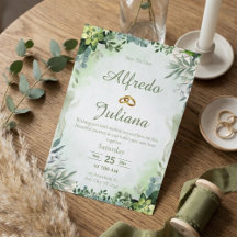 Green Simple Elegant Wedding Invitation Card