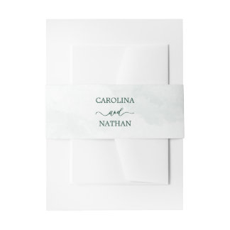 Green Simple Elegant Wedding Names Invitation Belly Band