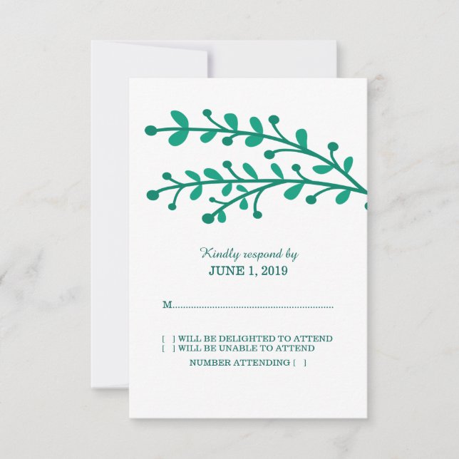 Green Simple Foliage RSVP Card (Front)
