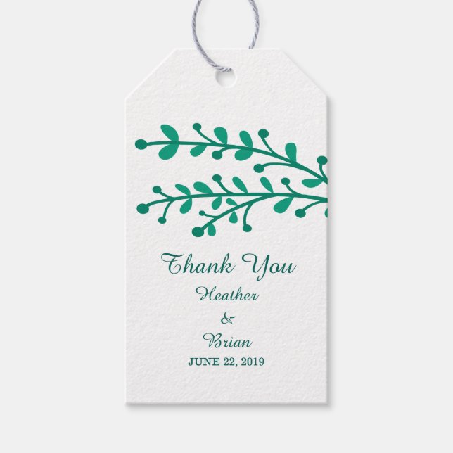 Green Simple Foliage Wedding Gift Tags (Front)