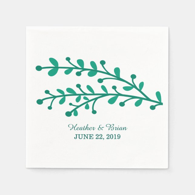 Green Simple Foliage Wedding Napkin (Front)