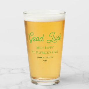 Green Simple Good Luck Happy St. Patrick's Day Glass
