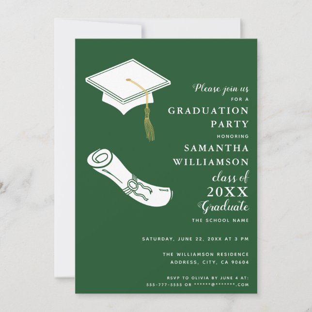 Green Simple Graduation Party Invitation (Front)