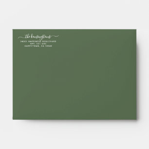 Green Simple Handwritten Script Return Address Envelope