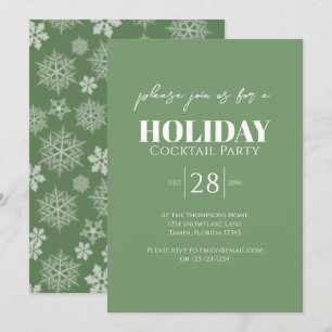 Green Simple Holiday Party Snowflake Invitation
