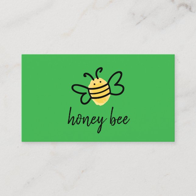 Green Simple Honey Bee Business Card (Front)