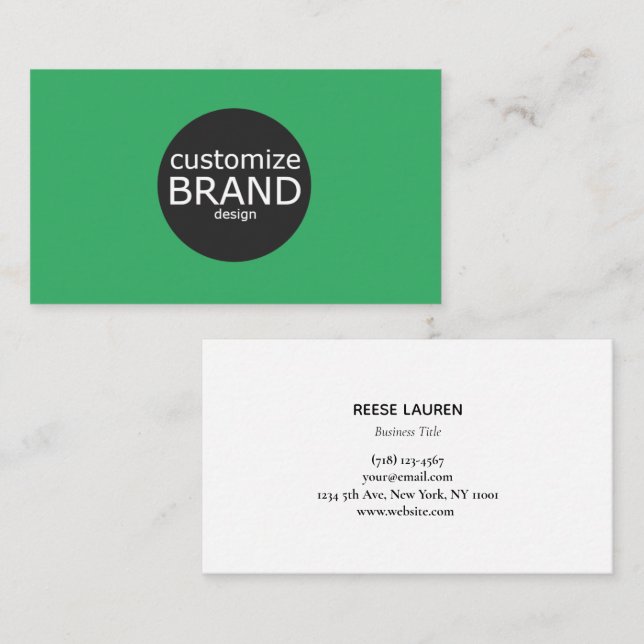 Green Simple Modern Professional Logo Business Card (Front/Back)