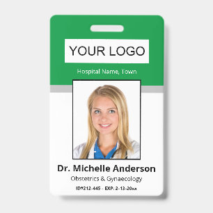 Green Simple Professional Employee Custom Photo ID Badge