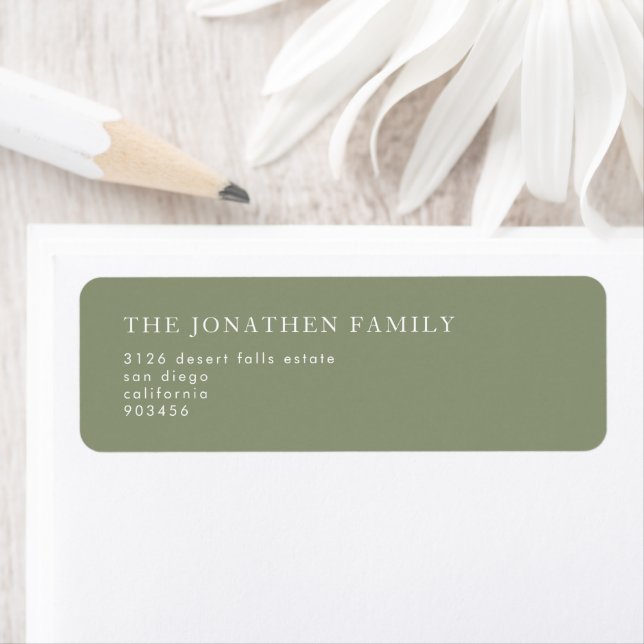 Green Simple Sage White Modern Return Address Labe (Insitu)