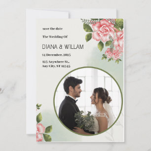 Green Simple Save the Date Invitation