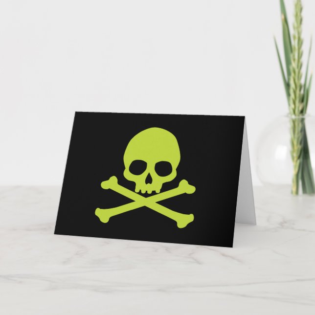 Green Simple Skull and Crossbones Card (Front)