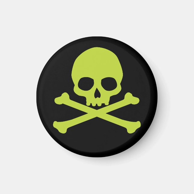 Green Simple Skull and Crossbones Magnet (Front)