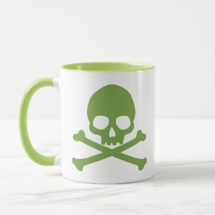 Green Simple Skull and Crossbones Mug
